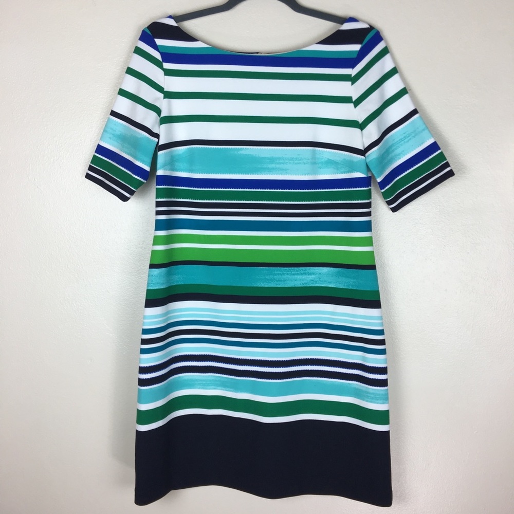 Eliza J colorful striped sheath dress